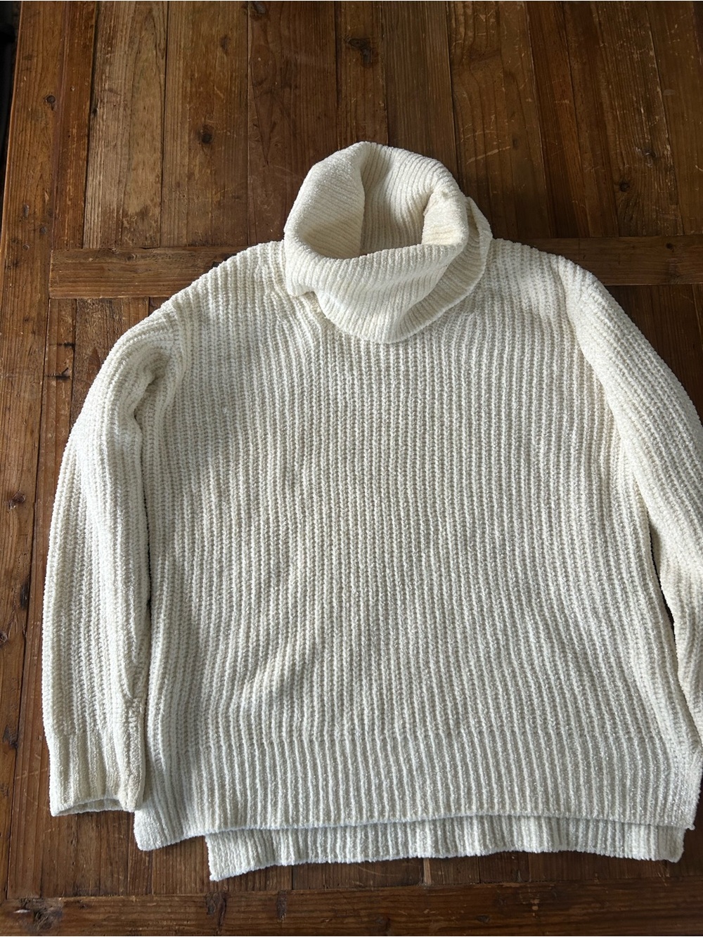 Joe Fresh Oversized Cream Ribbed Turtleneck Sweater